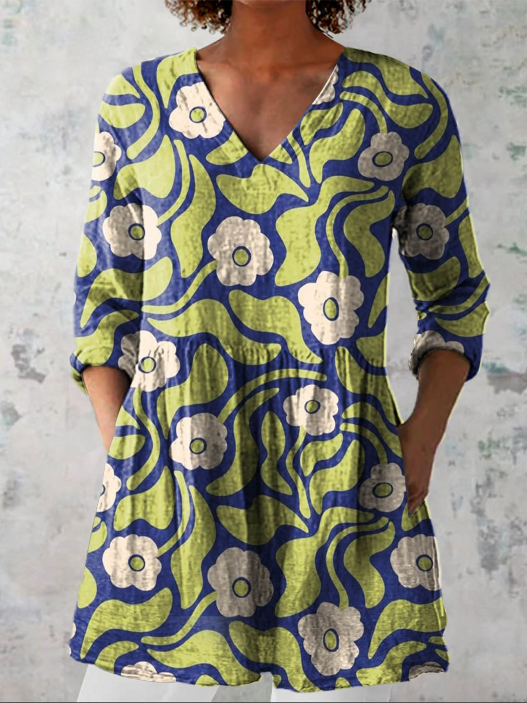Occasion Blouse for Women – Neat Collar and Placket, Softly Structured Shoulders in Green