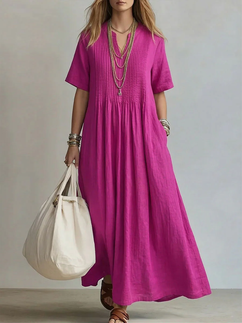 Pleated Lightweight Dress for Women – Breathable Fabric, Relaxed Fit, Easy Movement