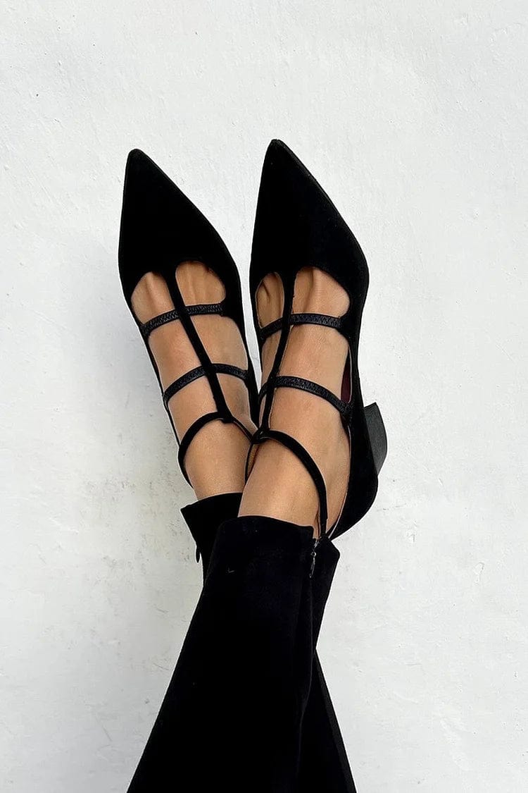Pointed Toe Pumps for Women – Stable Heel, Smooth Lining, Cushioned Insole in Black