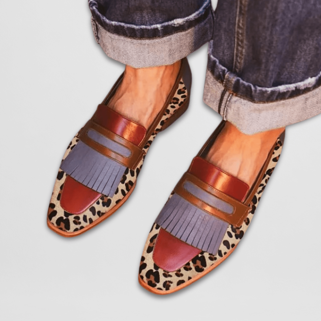 Printed Faux Suede Loafers for Women – Warm Lining, Padded Comfort, Slip-On