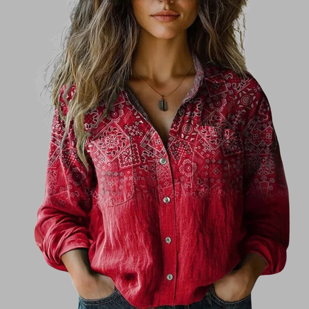 Floral Print Collared Blouse for Women – All-Over Print, Tuck-In or Loose