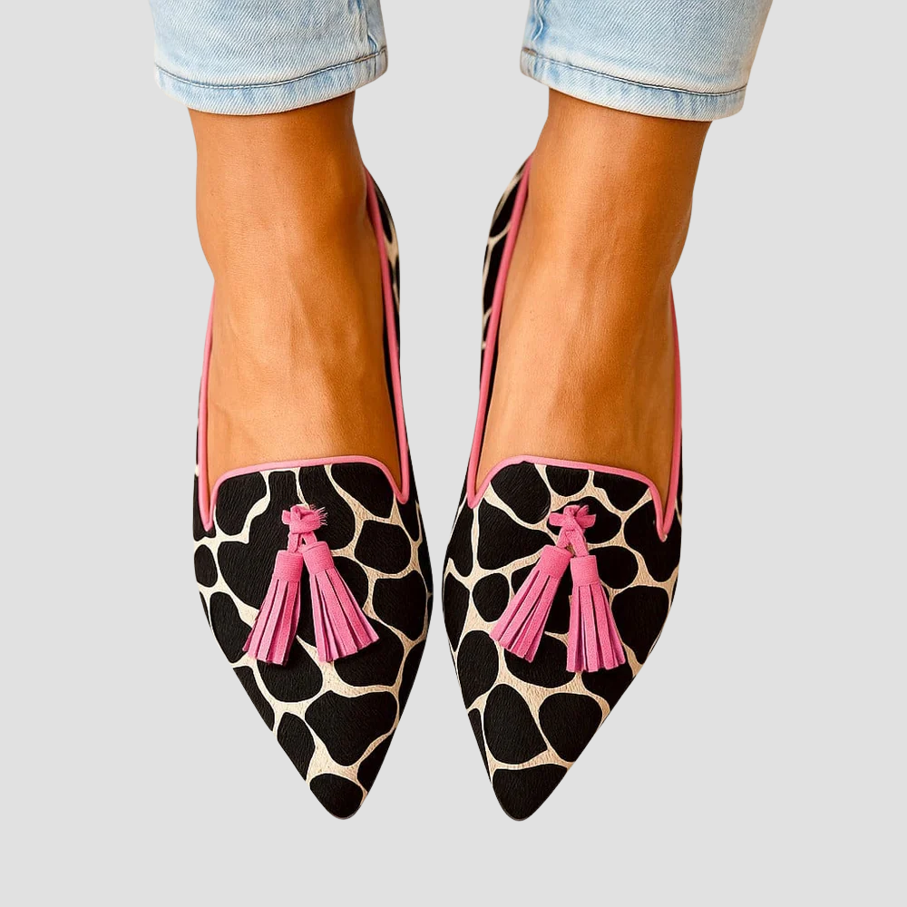 Printed Velvet Loafers for Women – Pointed Toe, Soft Finish, Breathable Lining