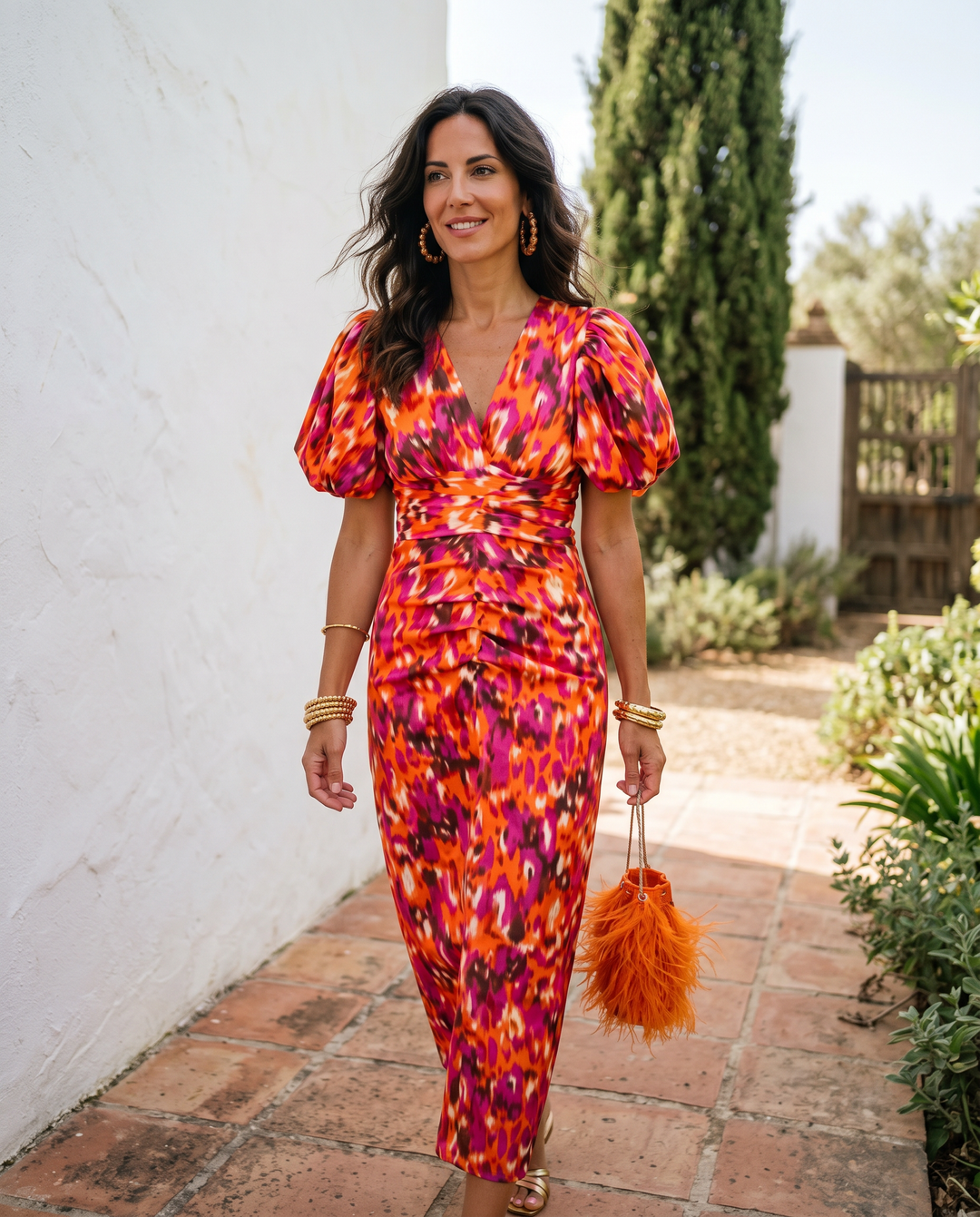 Puff Sleeve Floral Dress for Women – All-Over Print, Skimming Silhouette