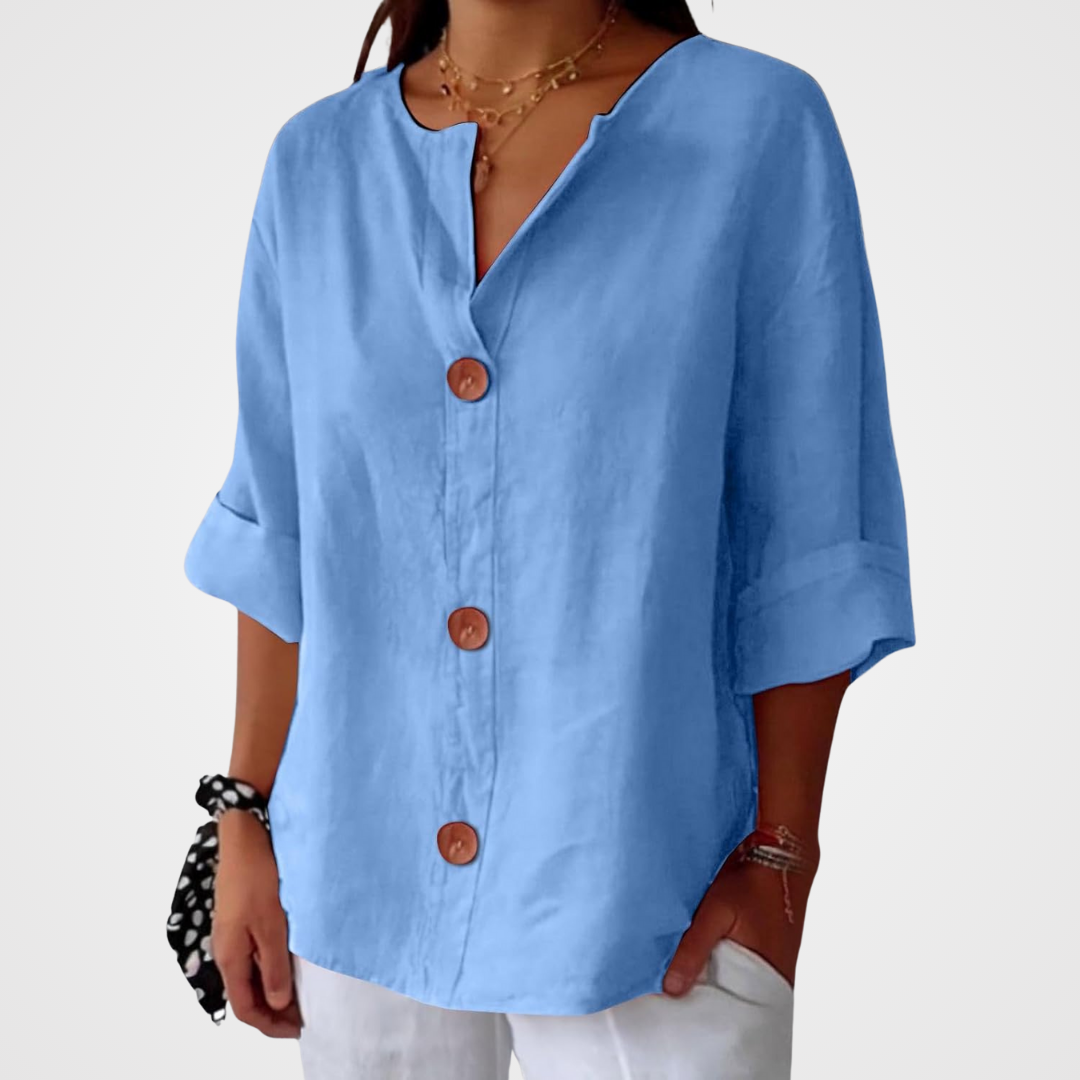 Relaxed Collared Blouse for Women – Easy Fit, Softly Structured Shoulders