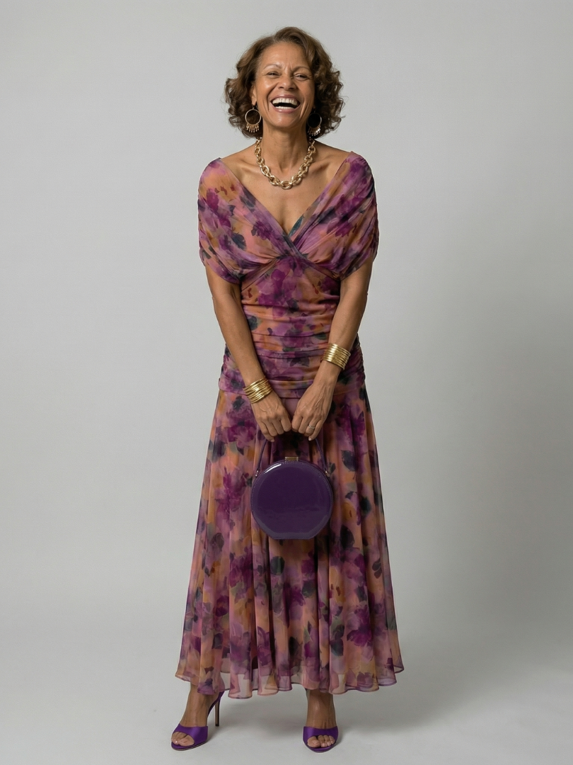 Relaxed-Fit Midi Dress for Women – Skimming Silhouette, Easy Movement in Purple