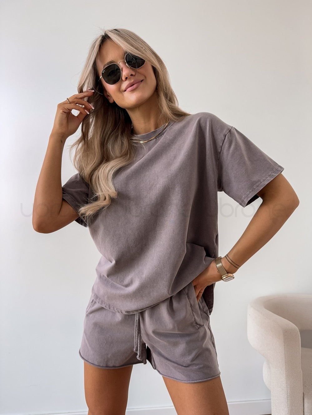 Oversized Cotton-Blend Two-Piece Set for Women – Side Pockets, Breathable Fabric