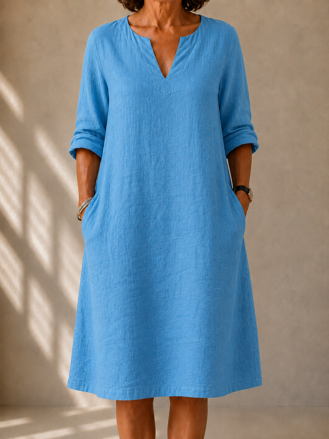 Relaxed A-Line Straight-Leg Dress for Women – Breathable, Side Pockets