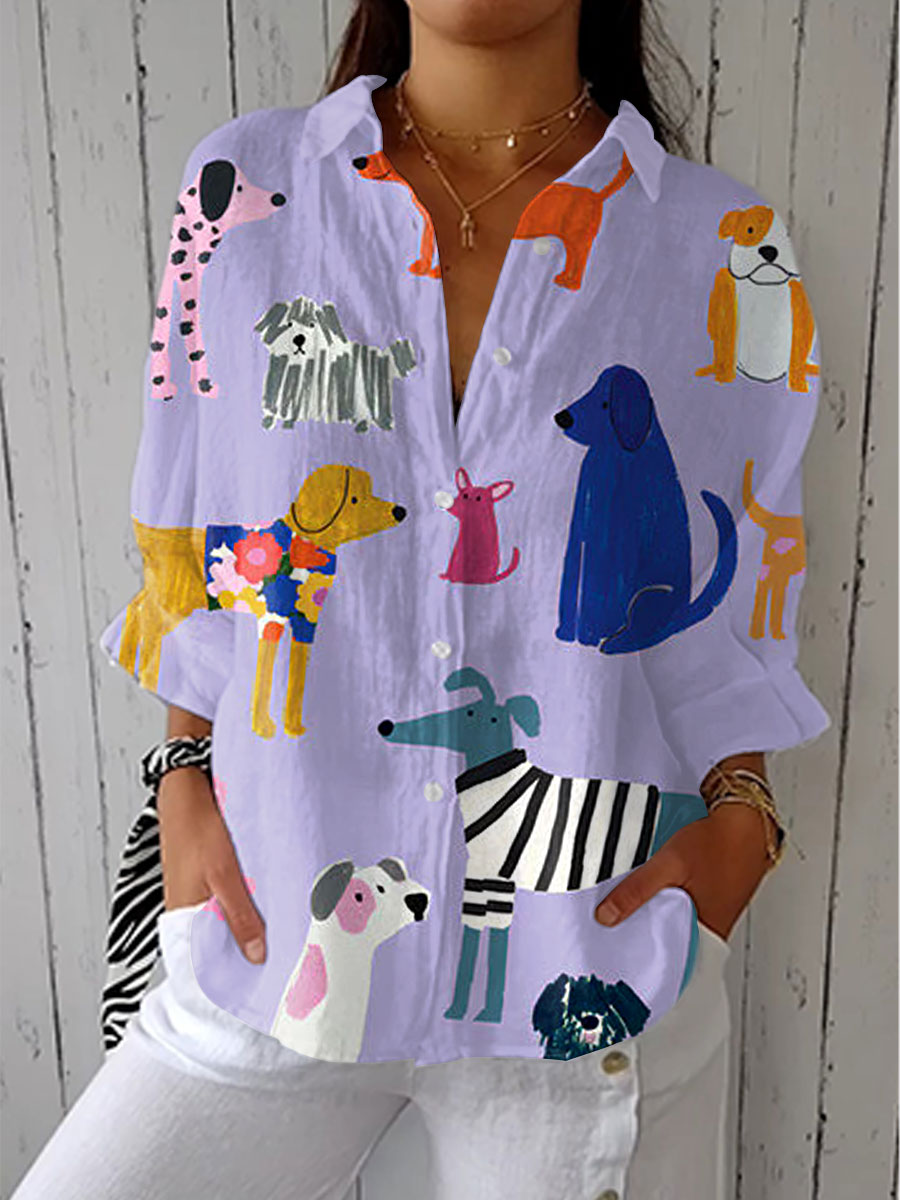 Collared Spring Blouse for Women – Structured Shoulders, Tuck-In or Loose Wear