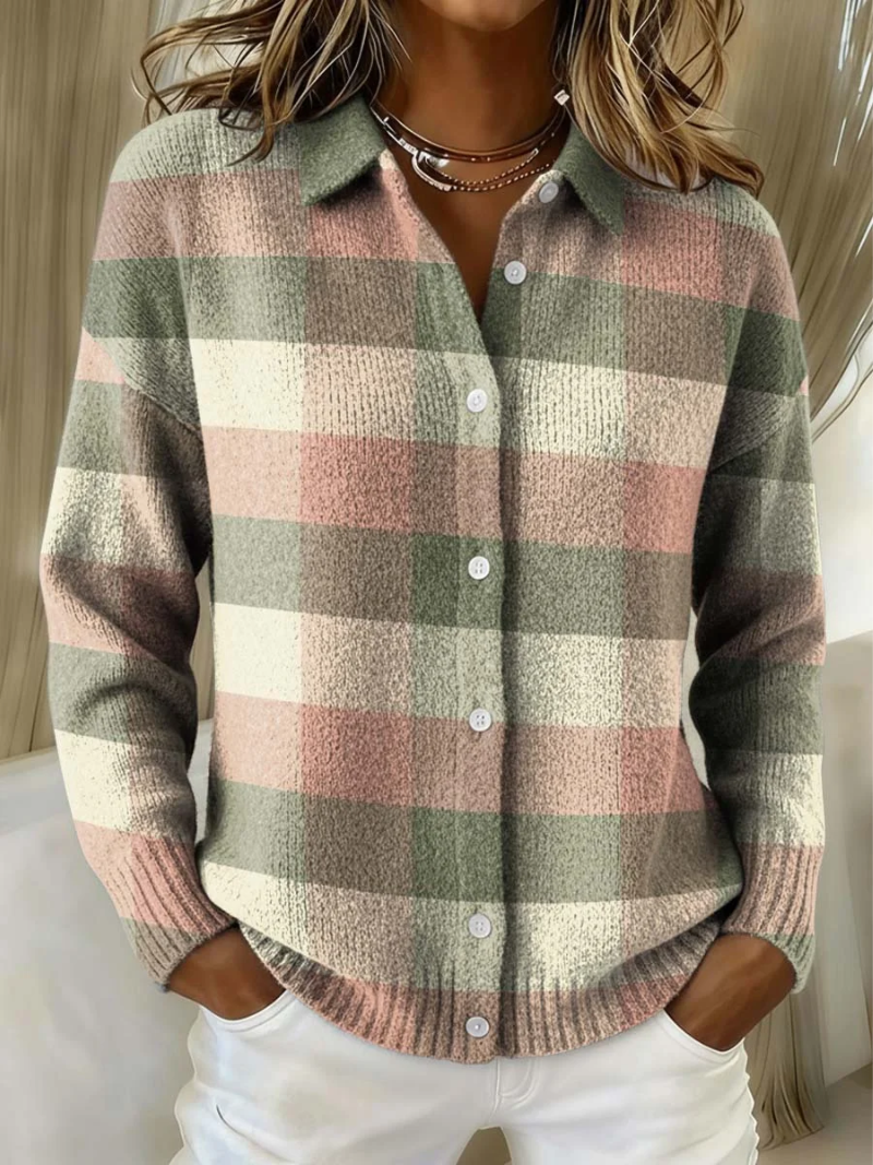 Warm-Lined Knit Cardigan for Women – Relaxed Fit, Clean Front Fastening