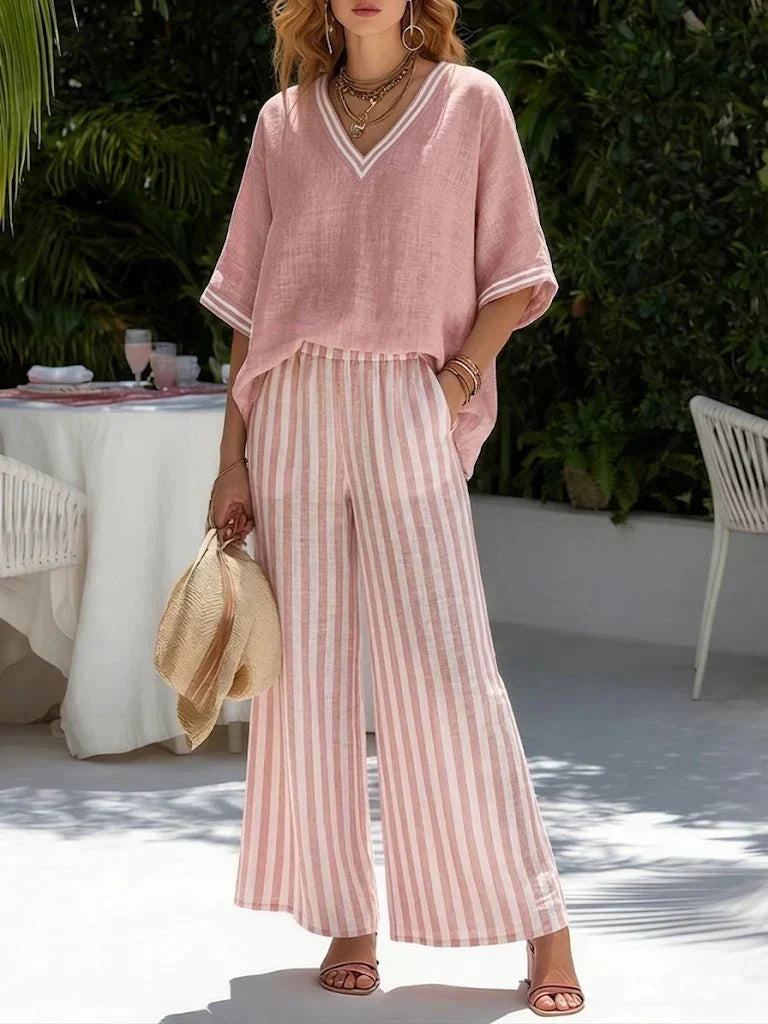 Striped Two-Piece Set for Women – Relaxed, Easy Fit, Pieces Wear Separately