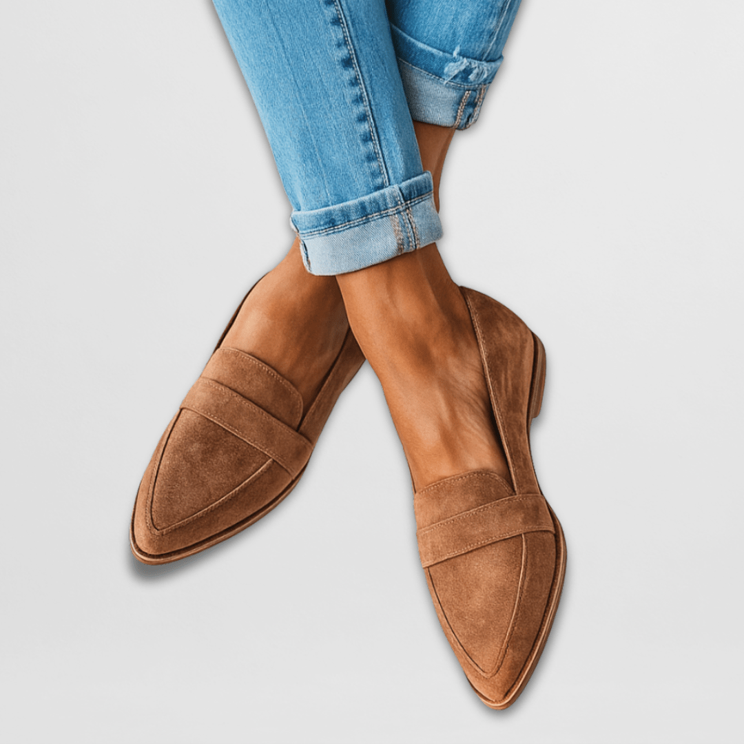 Faux Suede Loafers for Women – Supportive Footbed, Warm Lining, Padded Heel