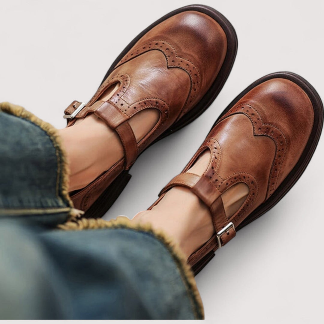 Leather-Look Buckle Pumps for Women – Non-Slip Sole, Padded Comfort