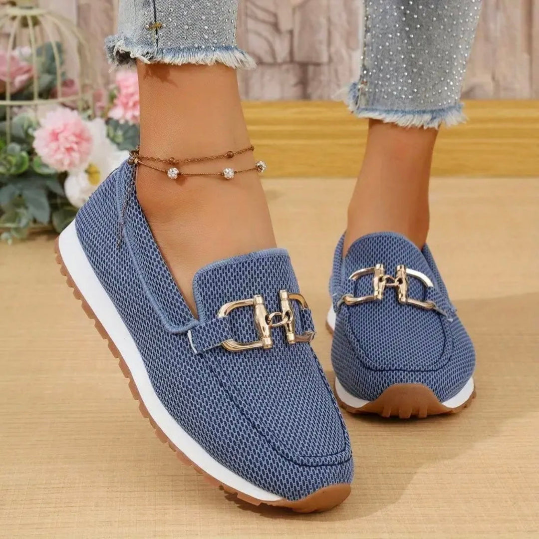 Slip-On Fabric Sneakers for Women – Cushioned Insole, Breathable Lining