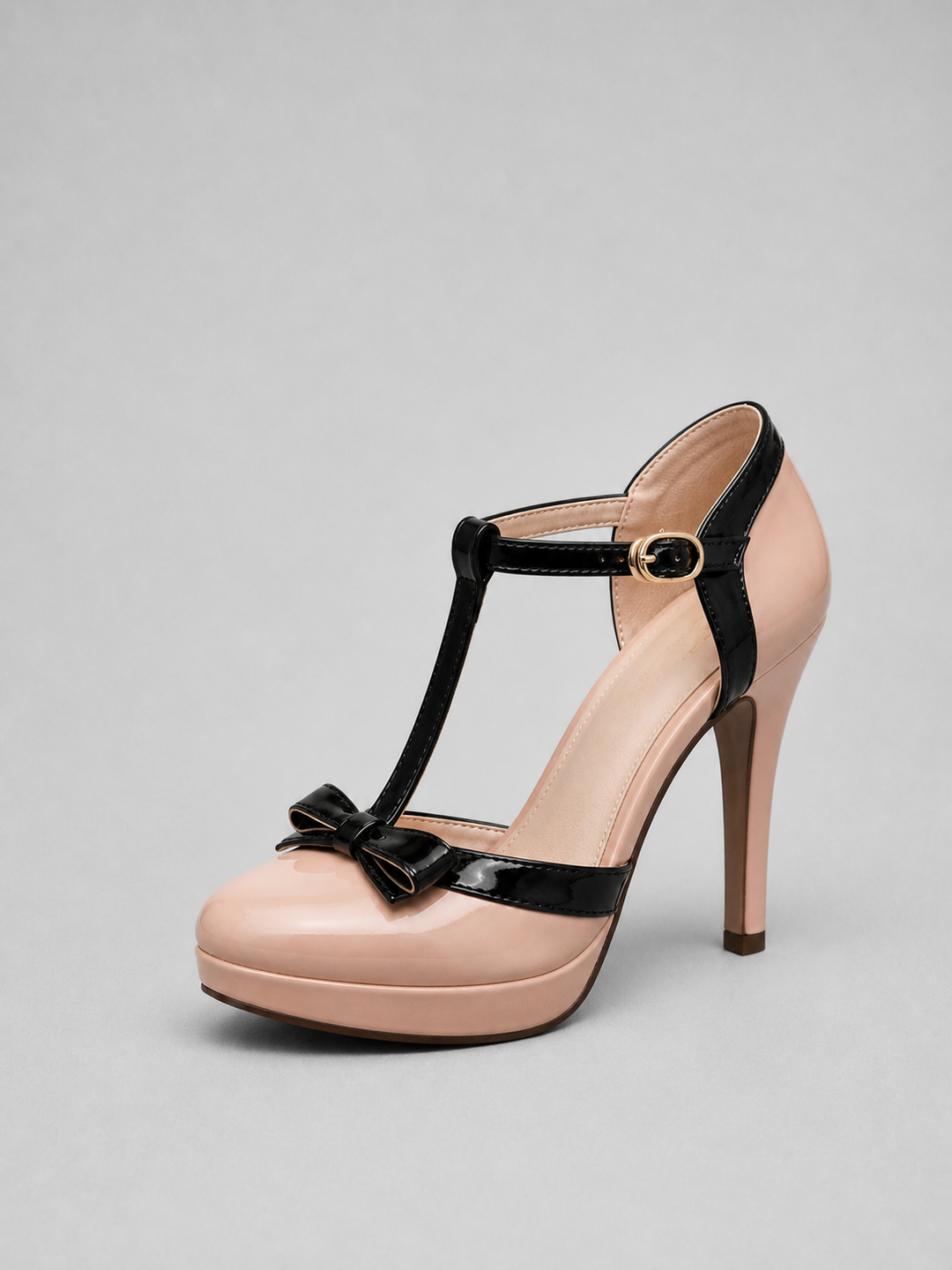 Faux Leather T-Bar Platform Heels for Women – Elegant Summer Style