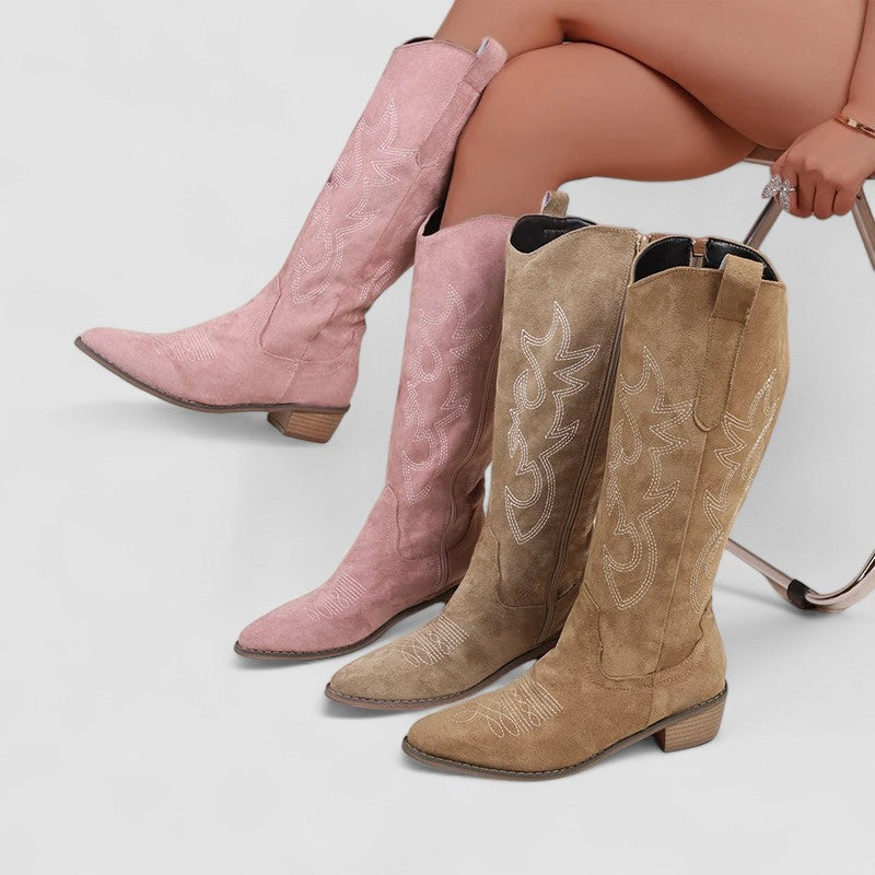 Simple Heeled Boots for Women – Shape-Holding Build, Warm Lining in Beige