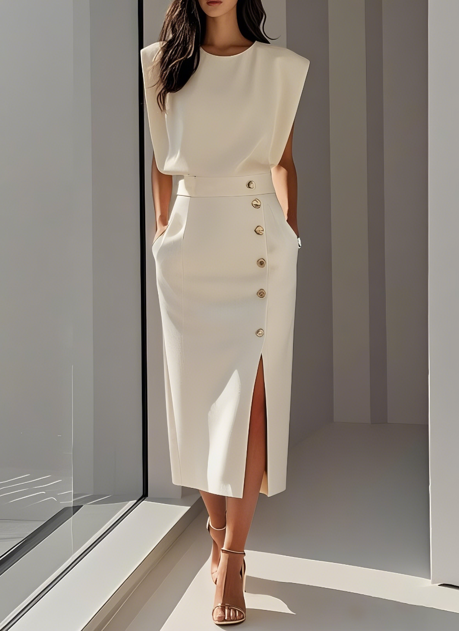 Midi Dress for Women – Side Pockets, Timeless Shape, Skimming Silhouette