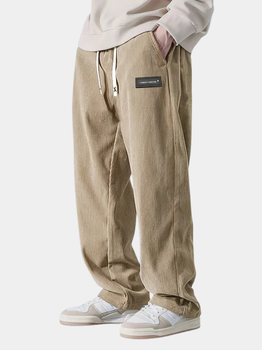 Velvet Pants for Women – Ribbed Texture, Warm Lining, Side Pockets