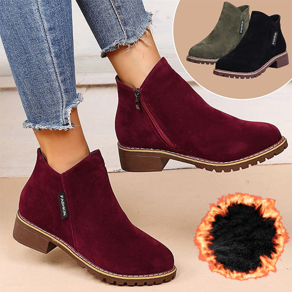 Warm-Lined Full-Zip Ankle Boots for Women – Comfortable Heel, Grippy Sole