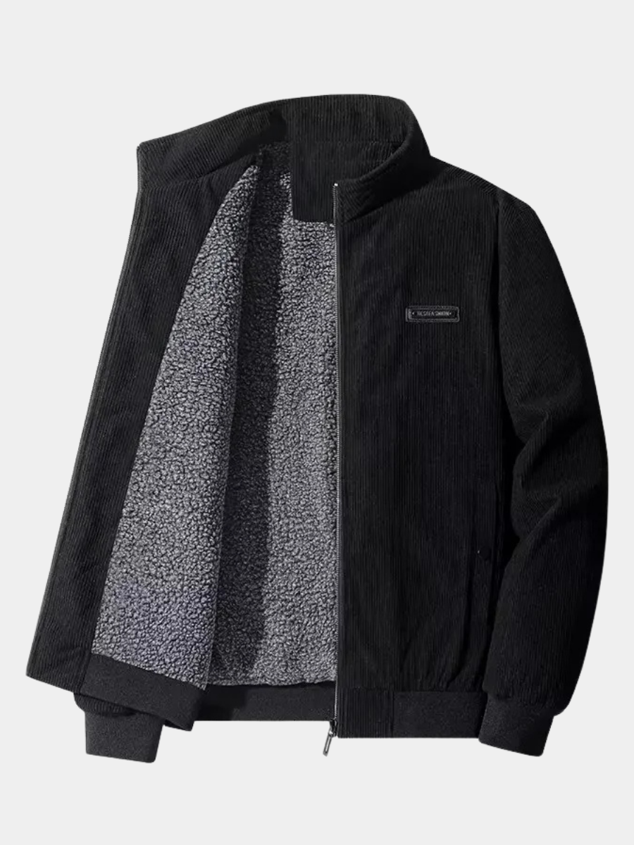 Cotton-Rich Ribbed Jacket for Women – Warm Lining, Side Pockets, Relaxed Fit