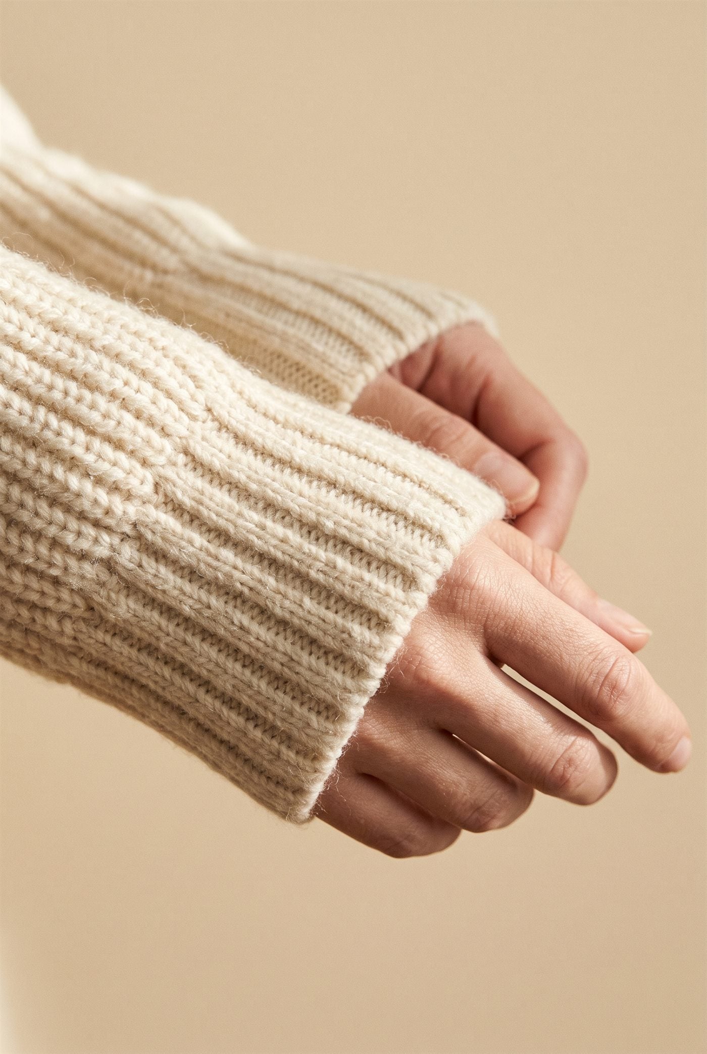 Close-up of a ribbed knit sweater cuff